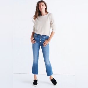 Madewell Blue Flare Jeans with Raw Hem